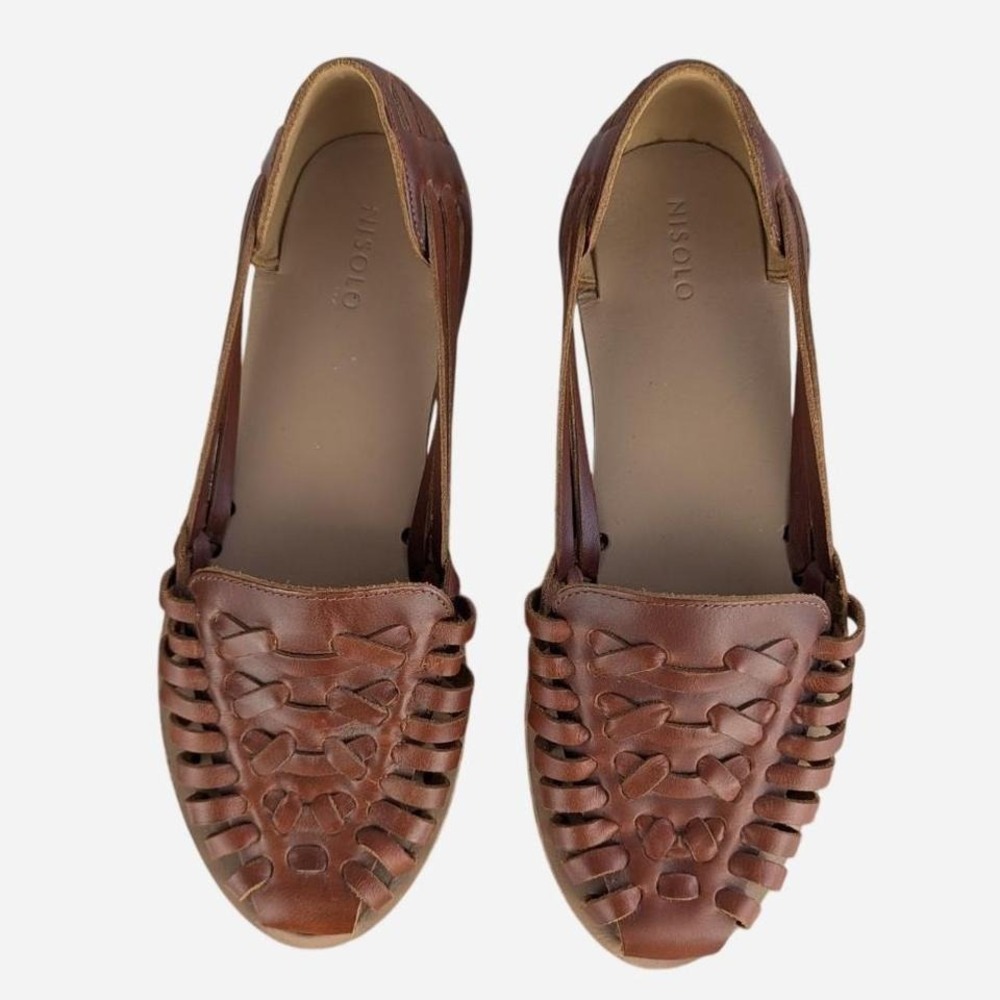 Nisolo Huarache Sandal 2.0 Brandy Handwoven Leather Memory Foam Size 7.5 - Picture 4 of 10